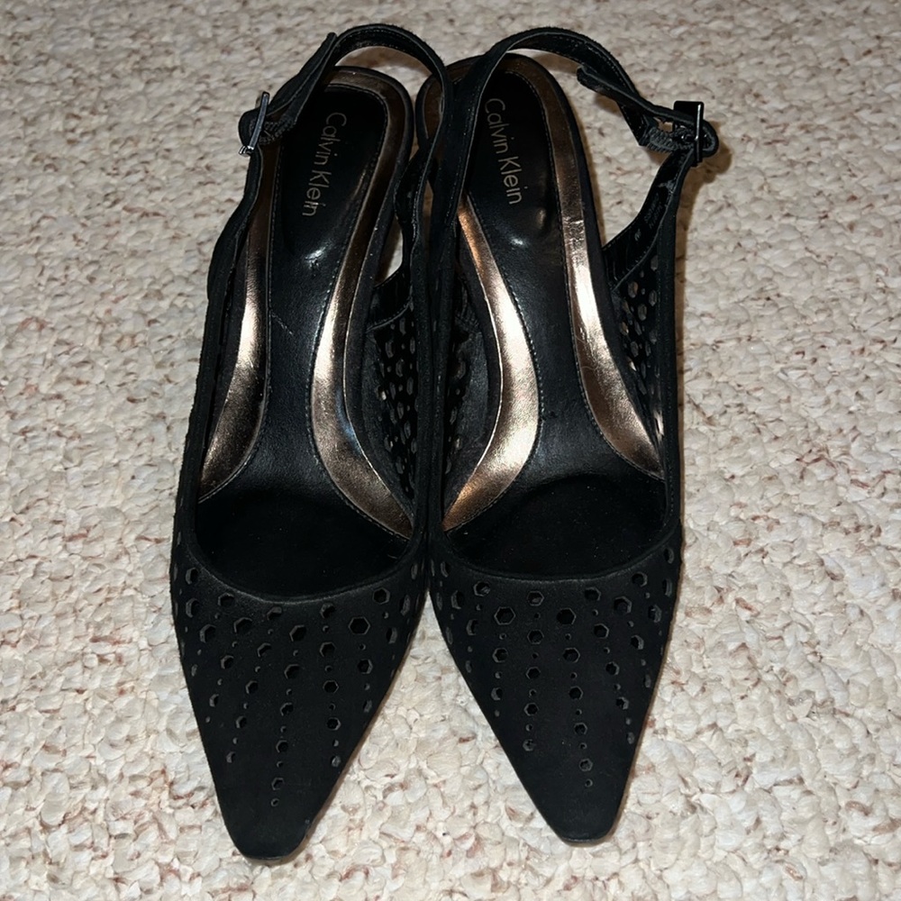 Calvin Klein sueded sling back heels.